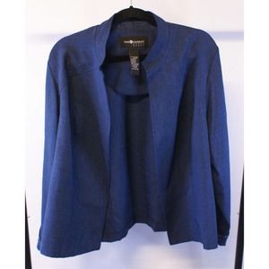 Sag Harbor Blazer Jacket Women's 18W Blue 100% Polyester Open Front Long Sleeve